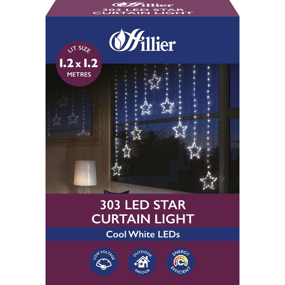 Hanging Star 303 LED White Christmas Curtain Lights 1.2m 5052998057851